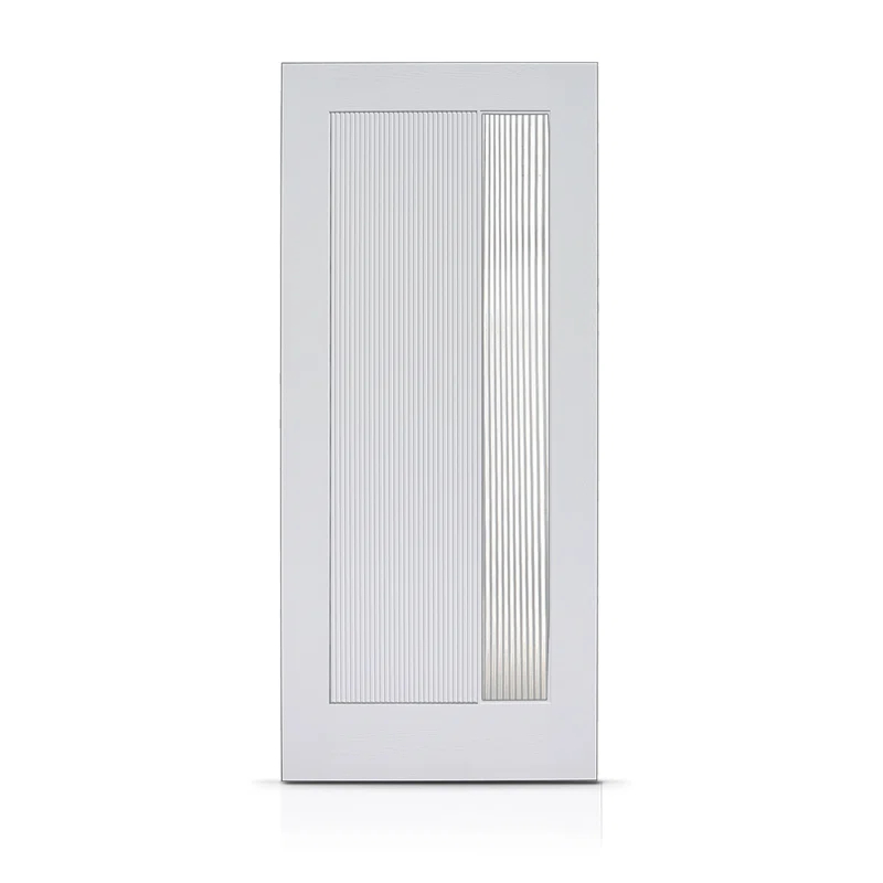 Calhome Modern Exterior Fiberglass Front Entry Door Slab with Designer Decorative Glass Door Slab Only