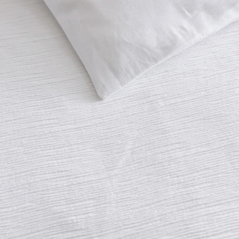 Vera Wang Vera Wang Solid Textured Pleats White Duvet Cover Set