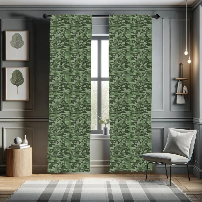 Ambesonne Forest Camouflage Semi-Sheer Rod Pocket Sliding Panel (Set of 2)