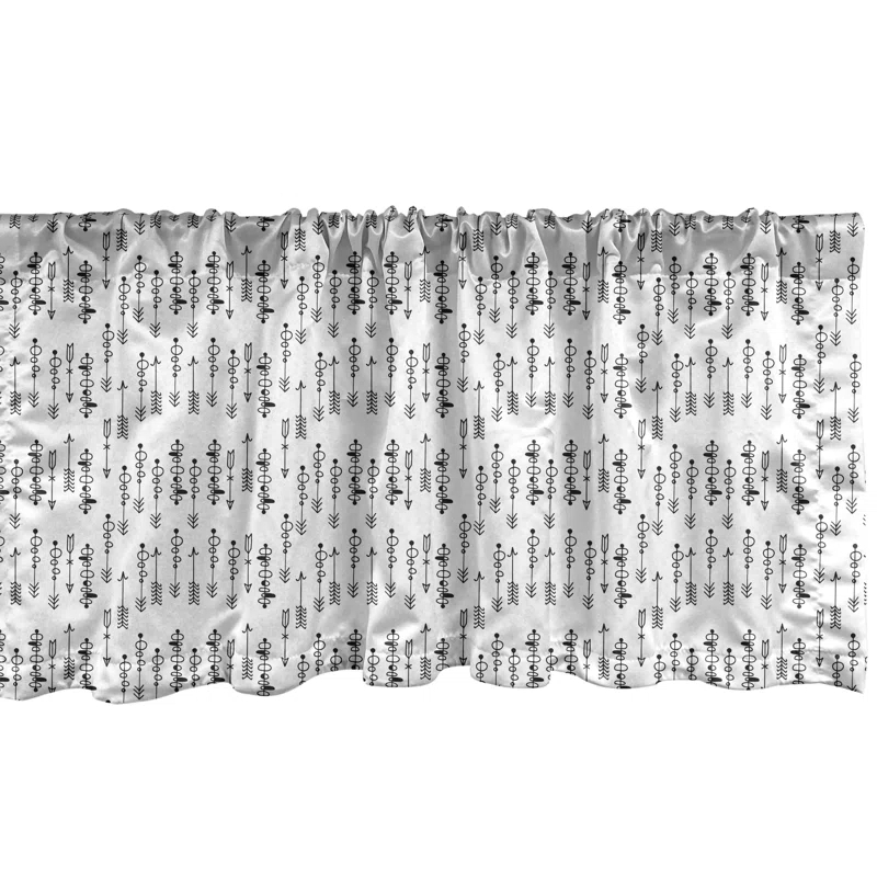 Ambesonne Ambesonne Black White Valance Pack of 2 Sketch Shape Black and White