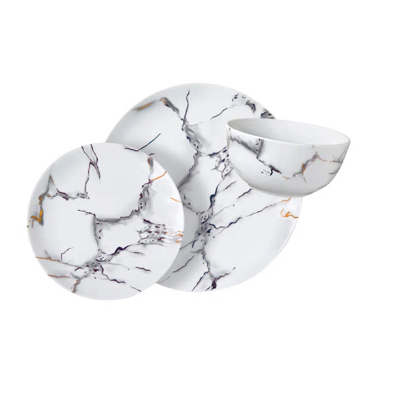 Godinger Silver Art Co Rayo Porcelain 18 Piece Dinnerware Set, Service For 6