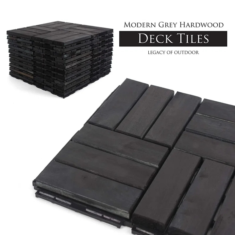 3rd Street Inn 12" x 12" Wood Interlocking Deck Tile (Set of 10)