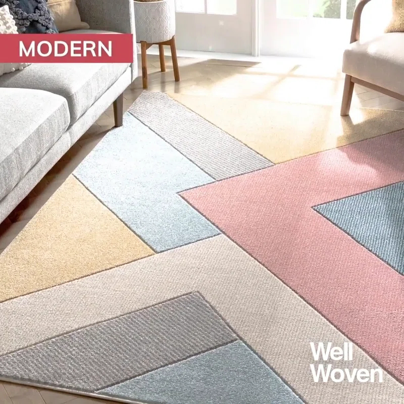 Cobina Geometric Shag Black/Gray Area Rug