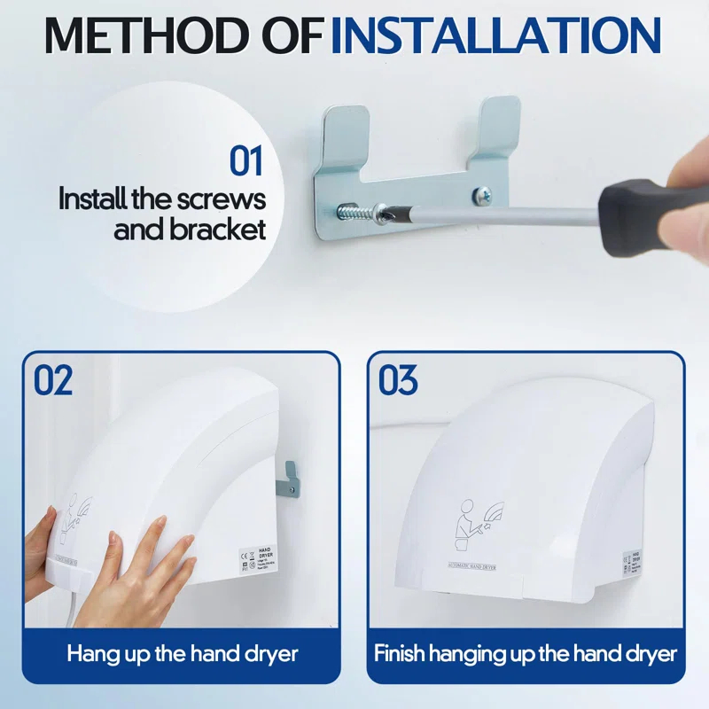 NATIONAL WINDOW 2 Pcs Electric Hand Dryer Commercial Compact Air Wiper Automatic Hand Air Dryer For Dry Machine Wall Business Home Household Restroom Office Mall, 110V,1200W