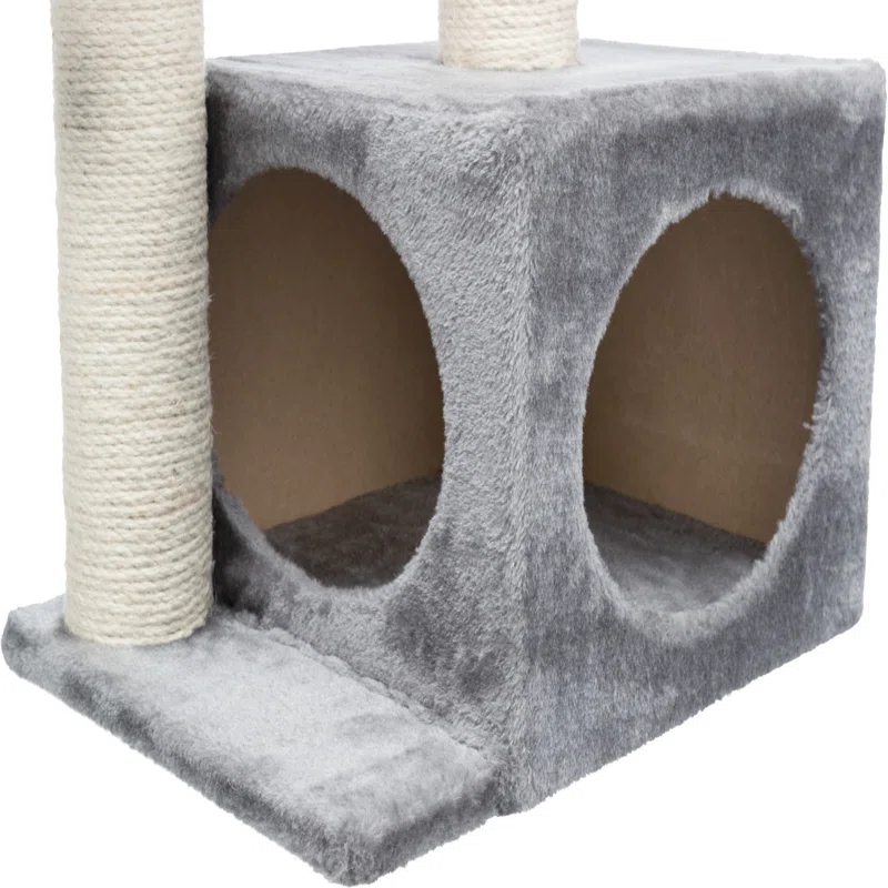 TRIXIE TRIXIE Valencia 28" Cat Tree, 3-Level Cat Tower, Sisal Scratching Posts, Plush Condo and Platforms, Dangling Cat Toy