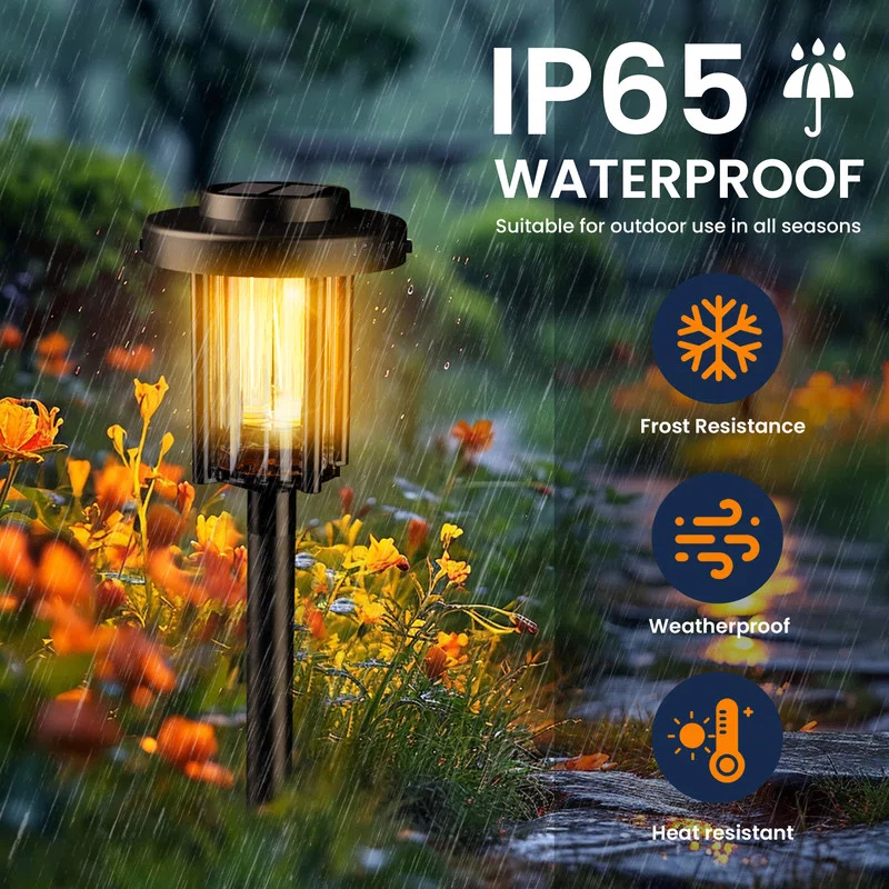 gigalumi 8 Pack Solar Pathway Lights for Garden and Walkway, IP65 Waterproof Outdoor Landscape Lighting, Warm White Solar Powered Decor