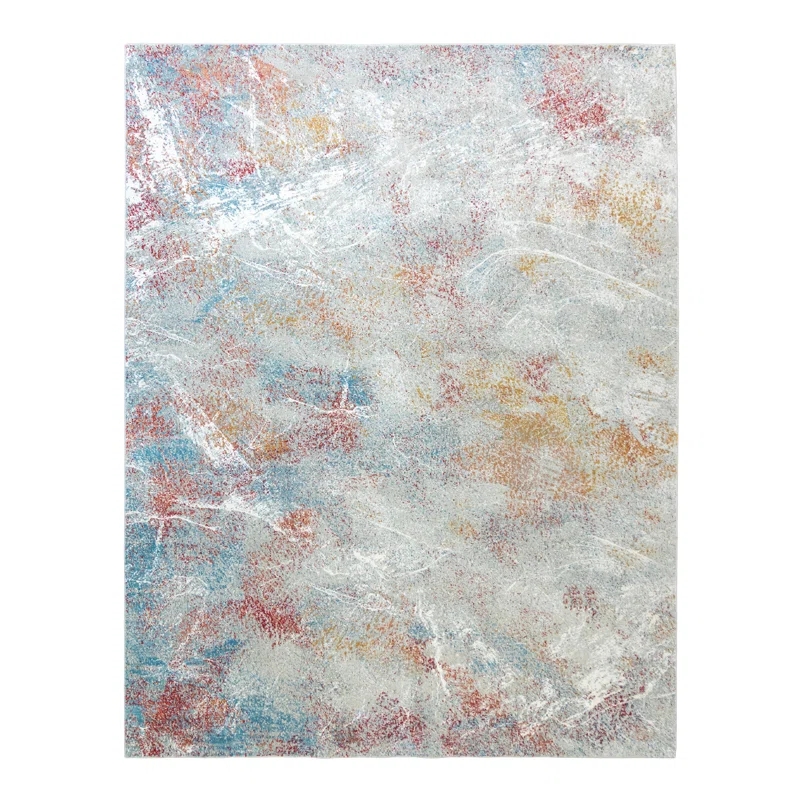 Wade Logan® Crius Shiso Gray Distressed Modern Abstract Viscose Indoor Area Rug