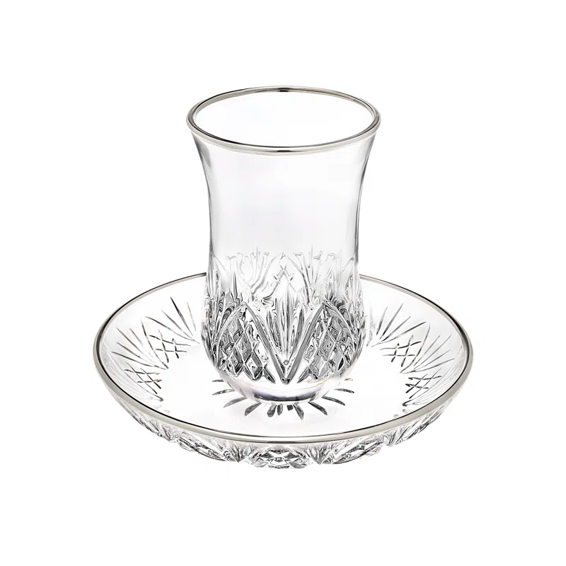Godinger Silver Art Co Dublin Crystal Platinum Rim Kiddish Cup 5.50oz