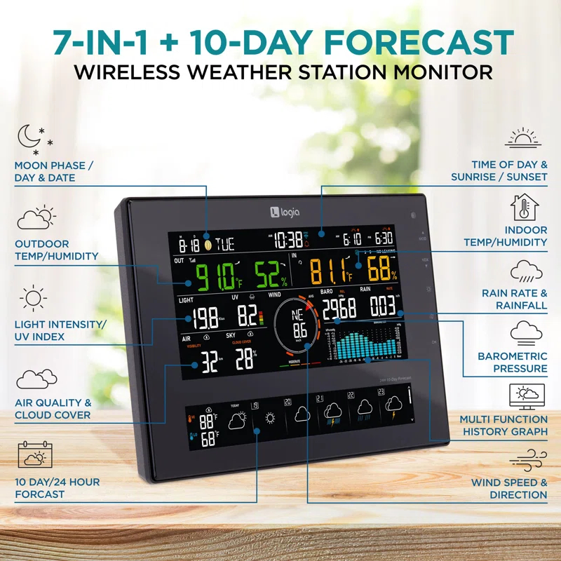 Logia 6'' Solar Powered Wireless Outdoor Weather Station