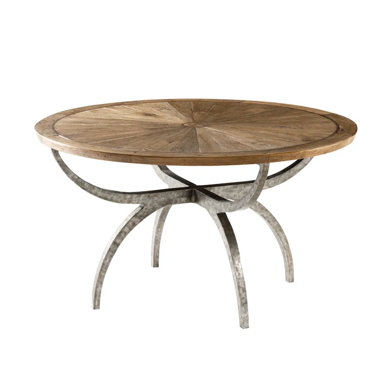 Theodore Alexander Echoes Round Solid Wood Top Metal Base Dining Table