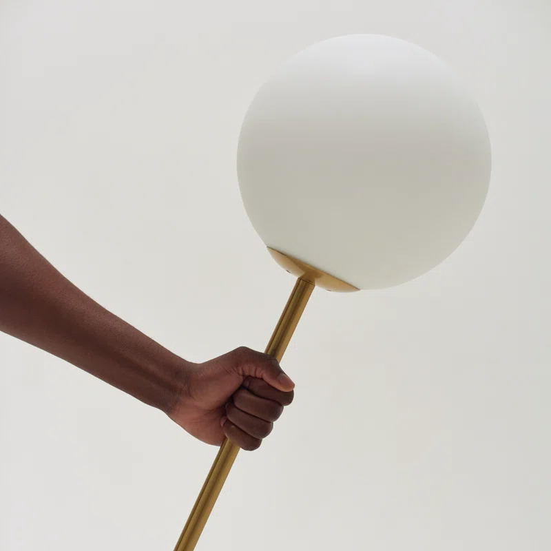 Brightech Luna Industrial Modern LED Floor Lamp with Glass Round Globe Shade