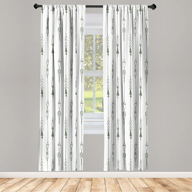 Ambesonne Microfiber Arrow Semi-Sheer Rod Pocket Curtain Panels (Set of 2)