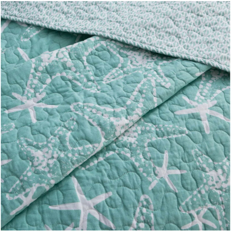 Design Studio DESIGN STUDIO Starfish Aqua All-Season Reversible Cotton Quilt Set
