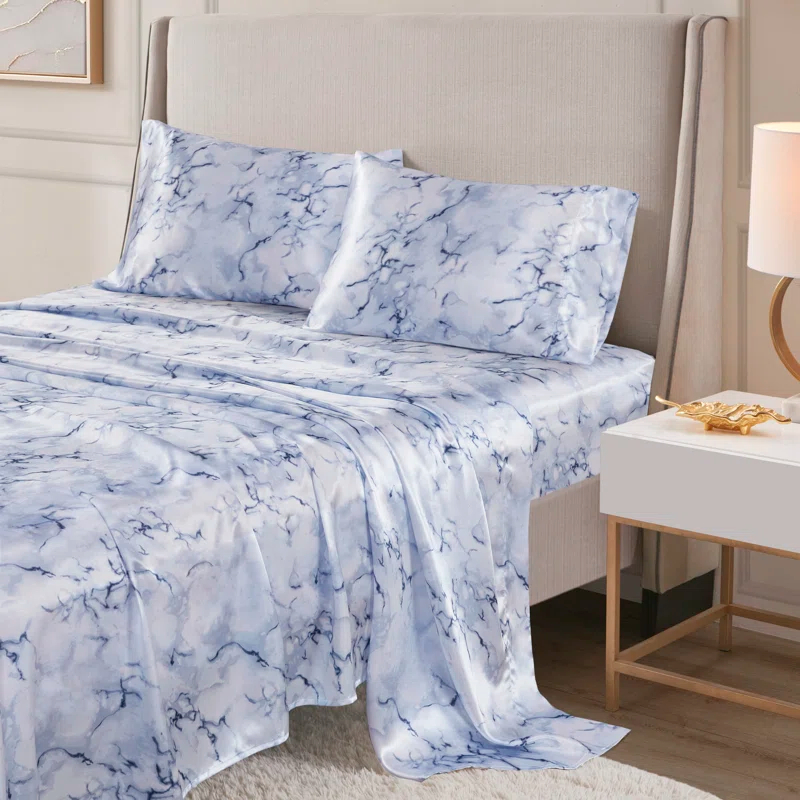 Madison Park Essentials Printed Satin Luxury Sheet Set