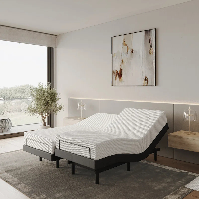 Clara Clark Clara Clark Massaging Zero Gravity, Zero Clearance Adjustable Bed with Wireless Remote, USB Ports & LED Lights