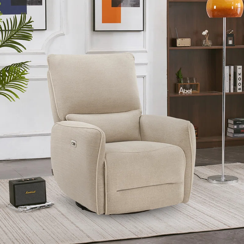 Power Swivel Glider Power Recliner Chair, Electric Rocker Recliner Chairs with USB Ports For Nursery, Fabric
