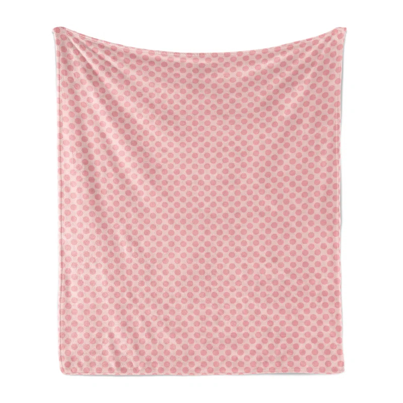 Ambesonne Ambesonne Pink Polka Dots Fleece Throw Blanket Spots Plain