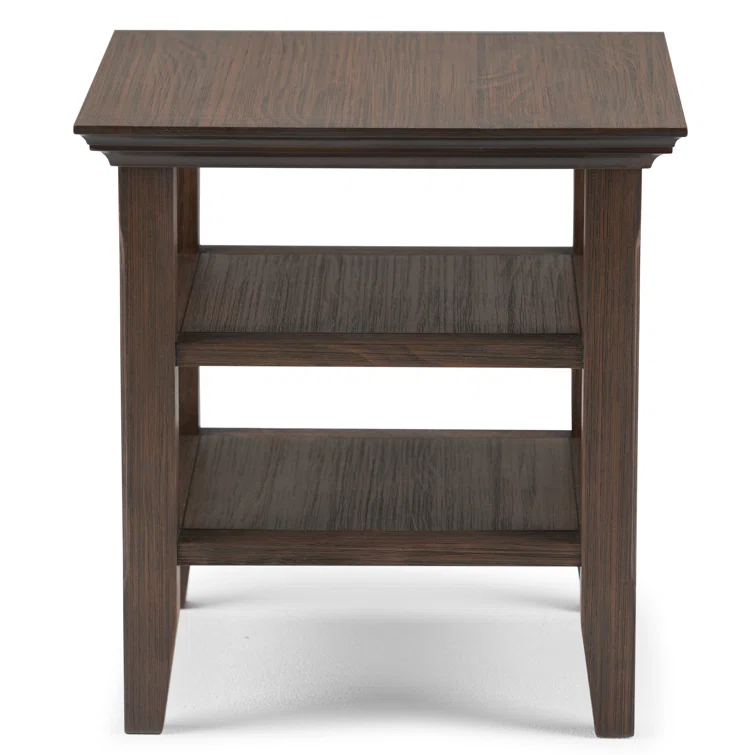 Simpli Home Acadian Solid Wood Transitional Table with Open Shelves