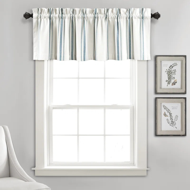 Farmhouse Stripe Striped Ruffled 52'' W Window Valance