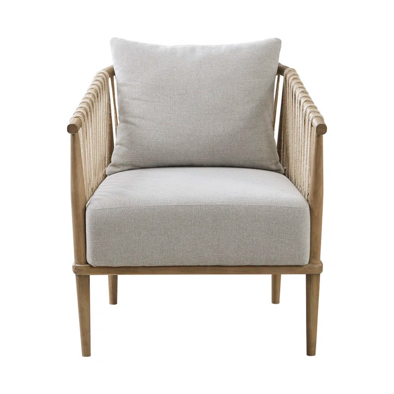 Longshore Tides Comfortable Lounge Chair Solid Wood Coastal Style Perfect For Indoor Spaces