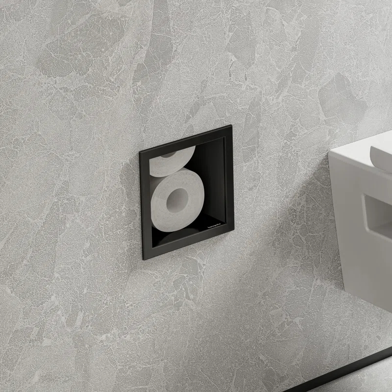 Hansgrohe 56058670 hansgrohe XtraStoris Original Recessed Toilet Paper Holder with Storage & Tileable Door