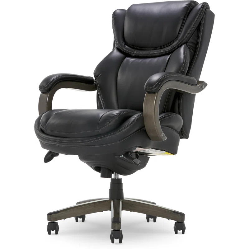 La-Z-Boy La-Z-Boy Harnett Big and Tall Executive Office Chair, Ergonomic High-Back Chair with Solid Wood Arms, ComfortCore with Memory Foam Cushions, Bonded Leather
