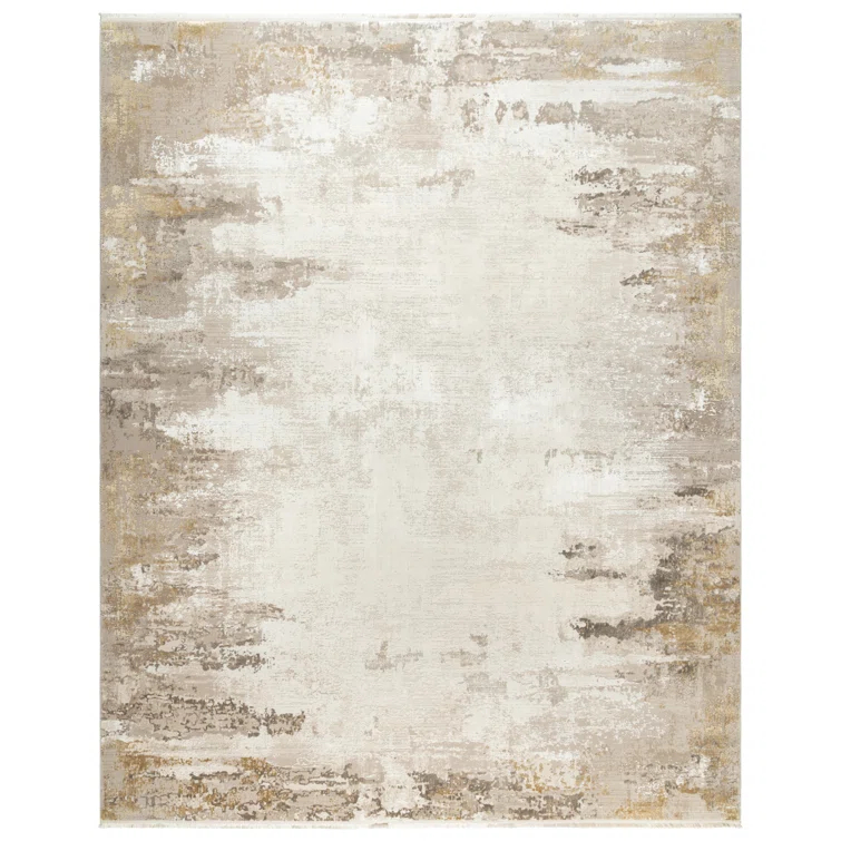 Gertmenian Florance Gela Modern Abstract Beige/Gold High-Low Viscose/Acrylic Area Rug