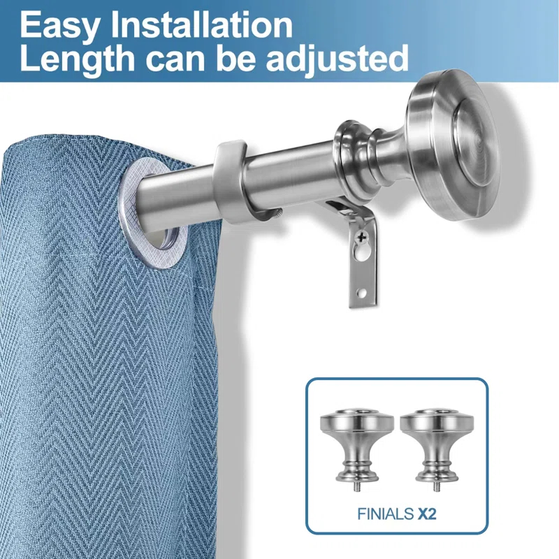 Gottlieb Steel Adjustable Single Curtain Rod