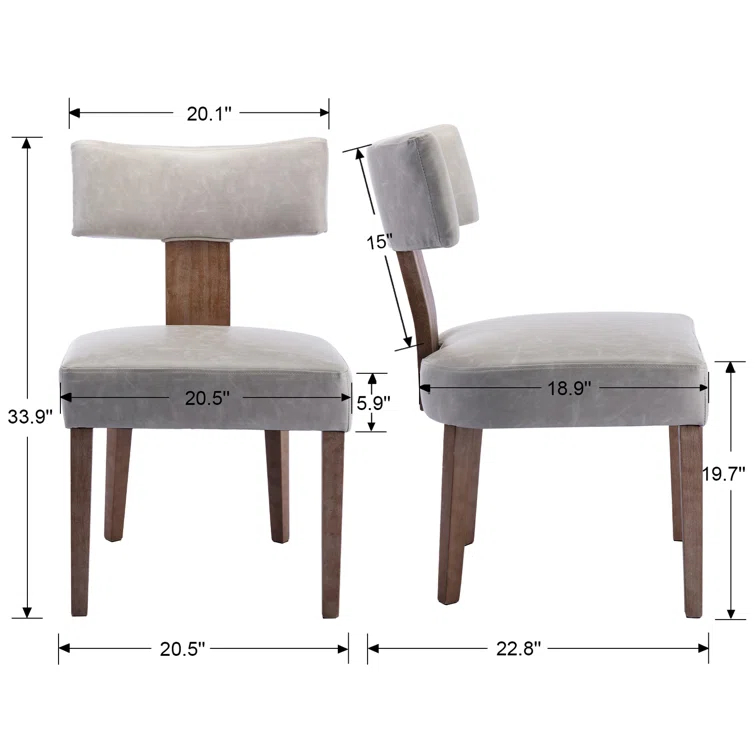 Loon Peak® Mid Century Modern Dining Chairs Set Of 2, Farmhouse PU Leather Upholstered Accent Chair Curved Backrest Kitchen Chairs With Hardwood Frame (Set of 2)