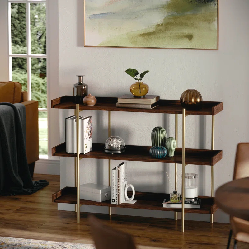 Martha Stewart Raines Martha Stewart Emmett 3 Shelf Storage Display Unit Bookcase with Metal Frame