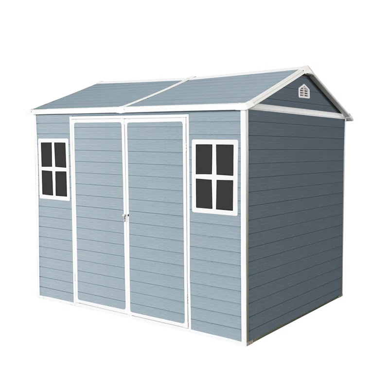 Tryimagine 8 X 6 Ft Resin Outdoor Storage Shed Waterproof Shed With Floor & Two Windows & Lockable Door, Tool Shed For Garden, Patio, Backyard