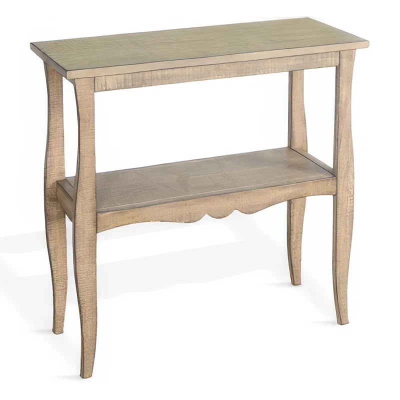 Benjara Rena Side End Table, Scallop Trim, 28 Inch Mahogany | Wayfair