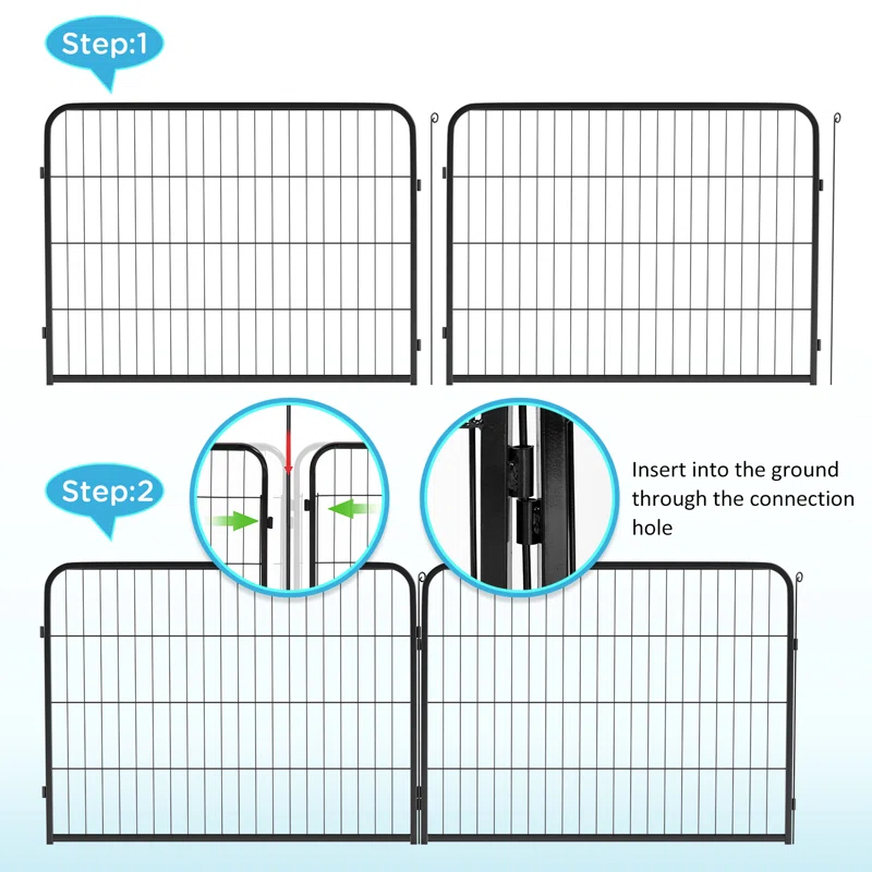 FDW Dog Playpen Indoor 2 Panels Dog Pen For Medium And Large Dogs, Exercise Pen Pet Dog Fence With Doors Pet Puppy Playpen For RV Camping Yard, Black