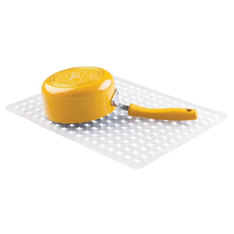 iDesign Euro Plastic Sink Grid, Non-Skid Dish Protector Mat, 16" x 12.5", Clear