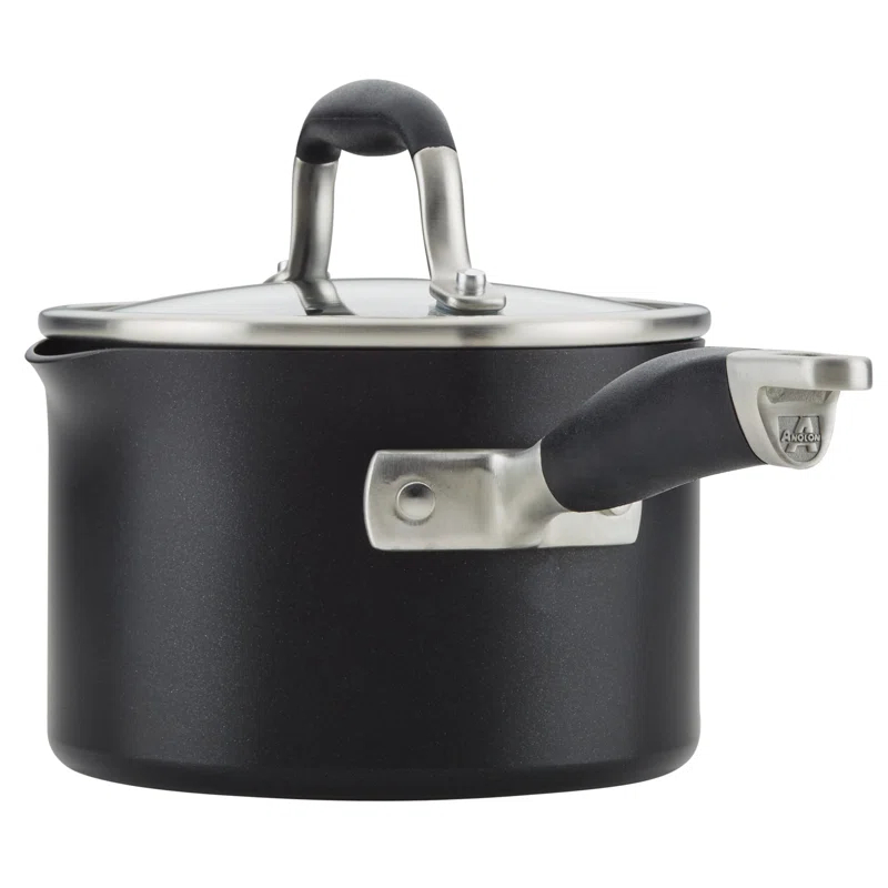 Anolon Advanced Home Hard Anodized Nonstick Saucepan With Straining Lid, 2 Quart