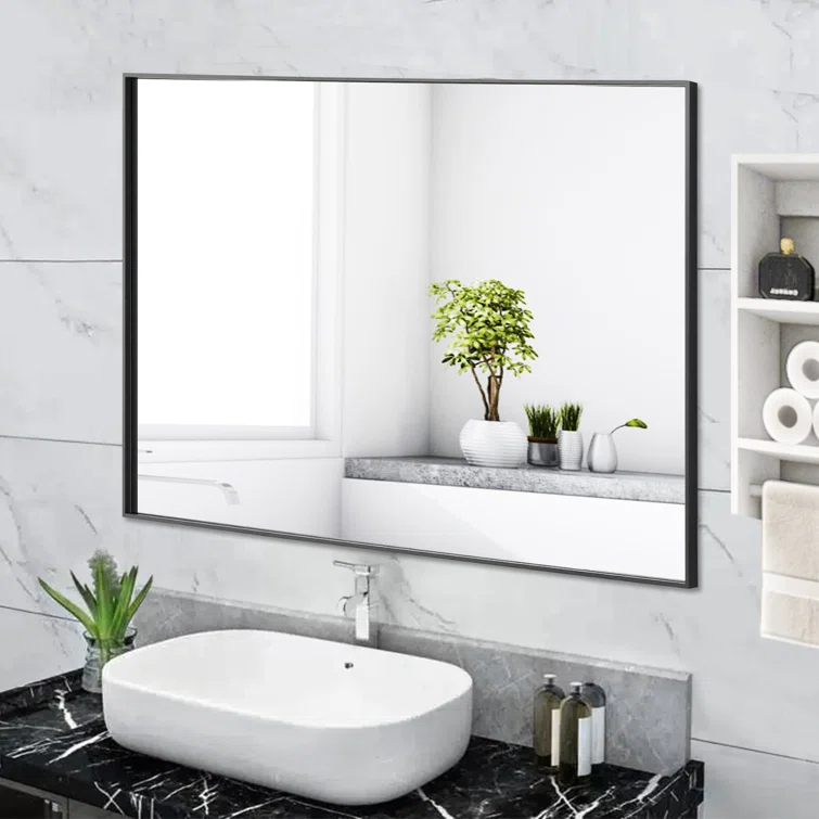 Ledel Modern & Contemporary Rectangle Bathroom Vanity Mirror Metal Framed Wall Mirror