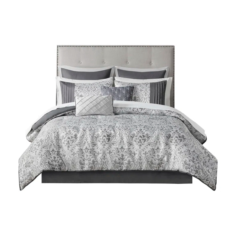 Madison Park Emilia 12 Piece Jacquard Comforter Set with Bed Sheets