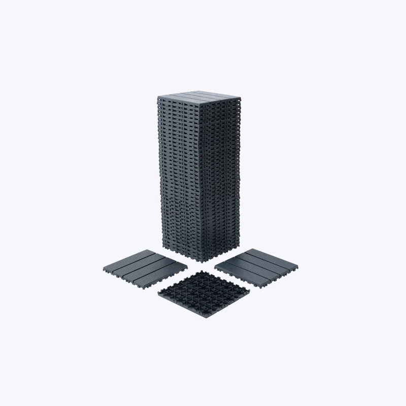 ROKAWO Plastic Interlocking Deck Tiles,44 Pack Patio Deck Tiles,12"x12" Square Waterproof Outdoor All Weather Use, Patio Decking Tiles for Poolside Balcony Backyard, Grey