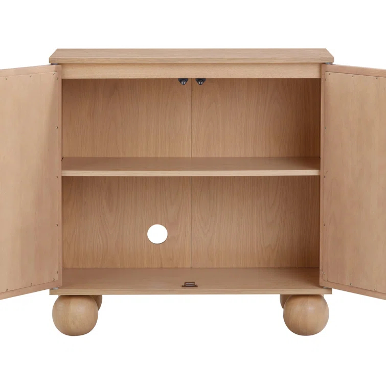 Nathan James Boho Storage Cabinet with Ball-Style Feet and Seagrass Door Panels