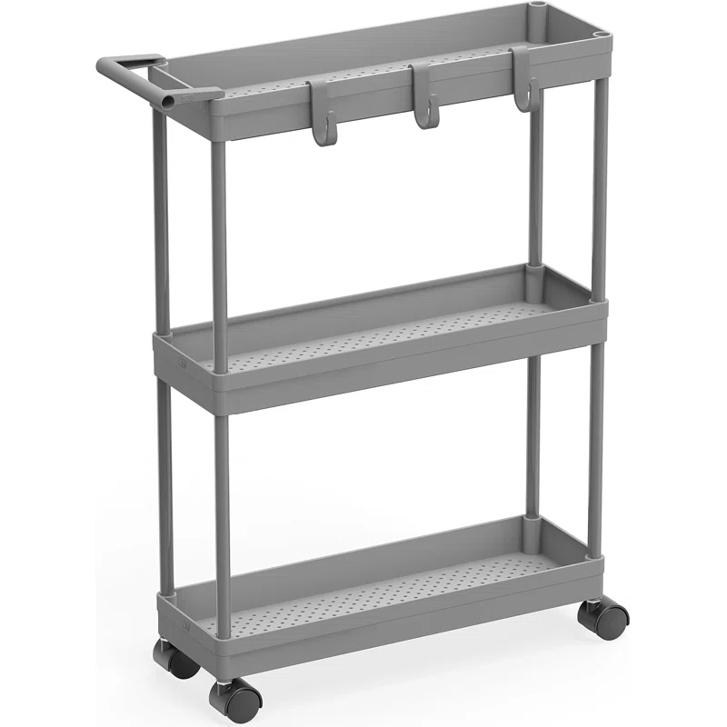 Anadea Simple Houseware Kitchen Cart Storage 3-Tier Slim/Super Narrow Shelves With Handle, 26.5'' Height/5.5'' Width For Narrow Place