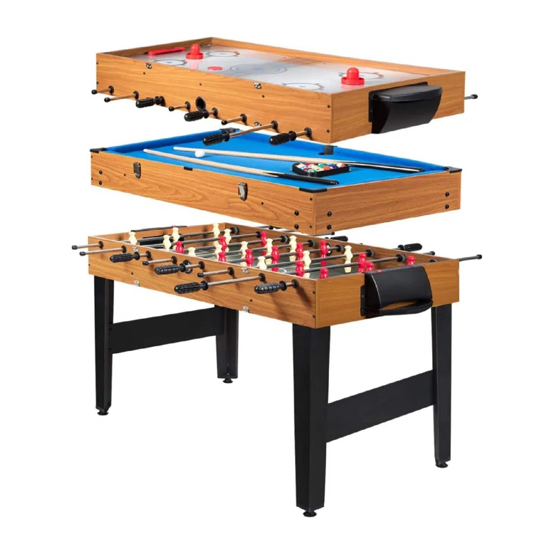 JETEHO Multi Game Table, 3-In-1 48" Combo Game Table W/Soccer, Billiard, Slide Hockey, Wood Foosball Table, Perfect For Game Rooms, Arcades, Bars, Parties, Family Night