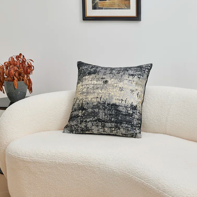 THE-TINOART Glam Jacquard & Velvet Throw Square Accent Pillow Cover 20"x20" 1Piece