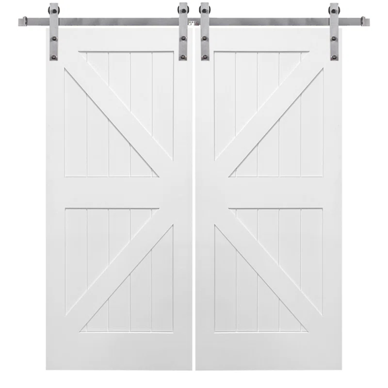 K-Plank 72'' x 84'' Solid + Manufactured Wood Paneled with Installation Hardware Kit Barn Door