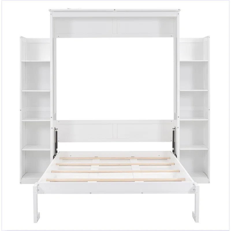 yuanhuan Full Size Murphy Bed Wall Bed With Shelves And LED Lights