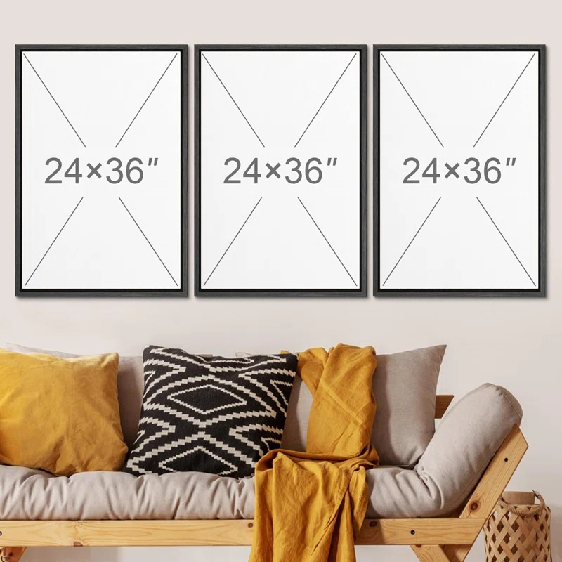 Mid-Century Modern Black And White Minimalist Abstract Home Decor Framed Wall Art Work Canvas Print