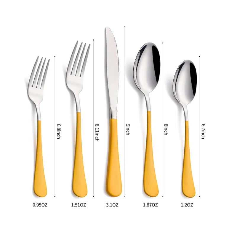 Ivy Bronx 20-Piece Silverware Set, 18/0 Stainless Steel Handle Flatware Set, Service for 4