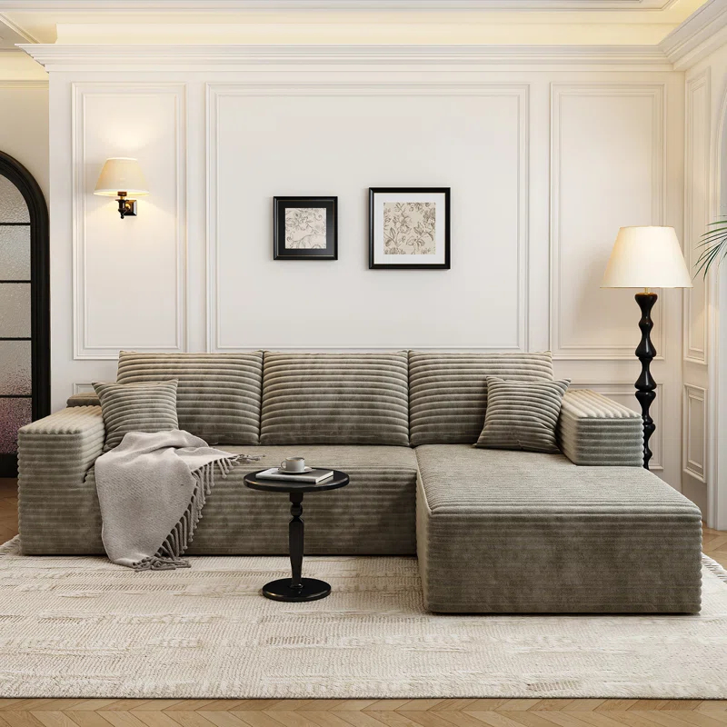 Mercer41 107.5"Cloud Modular Sectional Sofa Couch with L-Shape Chaise,Modern Minimalist Upholstered Couches for Living Room Bedroom,Deep Seat Corner Couch,No Assembly Required