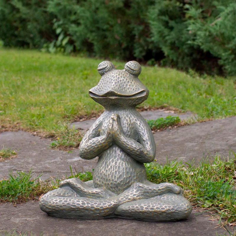 Northlight Seasonal 14" Gold Verdigris Yoga Frog Outdoor Garden Statue