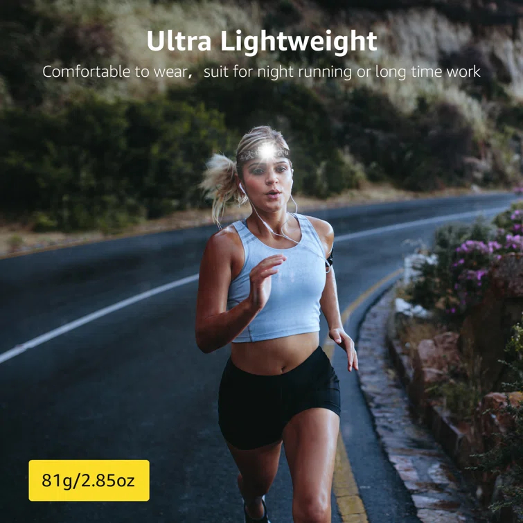 Lepro Lepro LED Headlamp Rechargeable - Super Bright Head Lamp with 5 Modes for Camping & Hiking Gear Essentials, IPX4 Waterproof Headlight Flashlight with Red Light, USB Cable Included