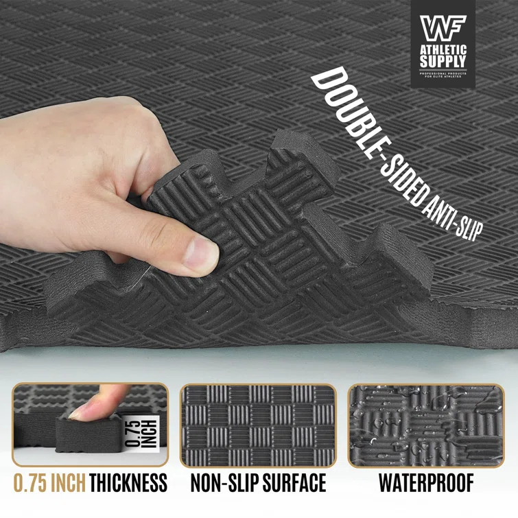 CAP CAP Interlocking Exercise Foam Mats, 24 SQ.FT Diamond, TATAMI, T-Pattern 3/4-Inch Thickness Tiles